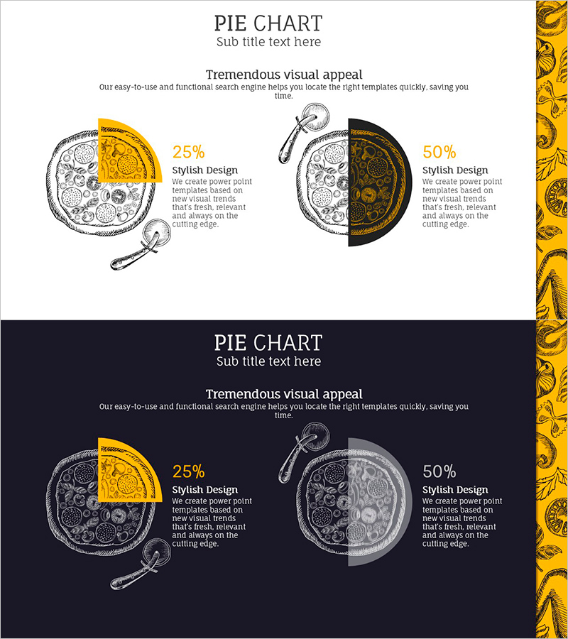 피자일러스트 강조 원형 그래프 – 시장 점유율 분석