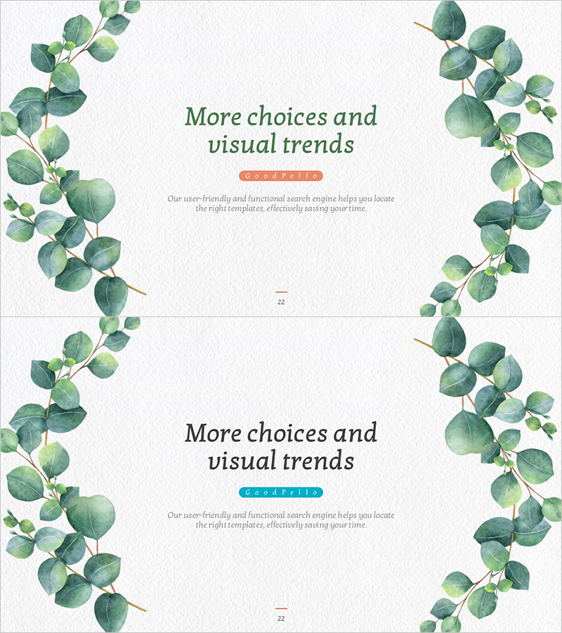 유칼립투스 메시지 슬라이드 – 감성 가득한 인트로 및 아웃트로