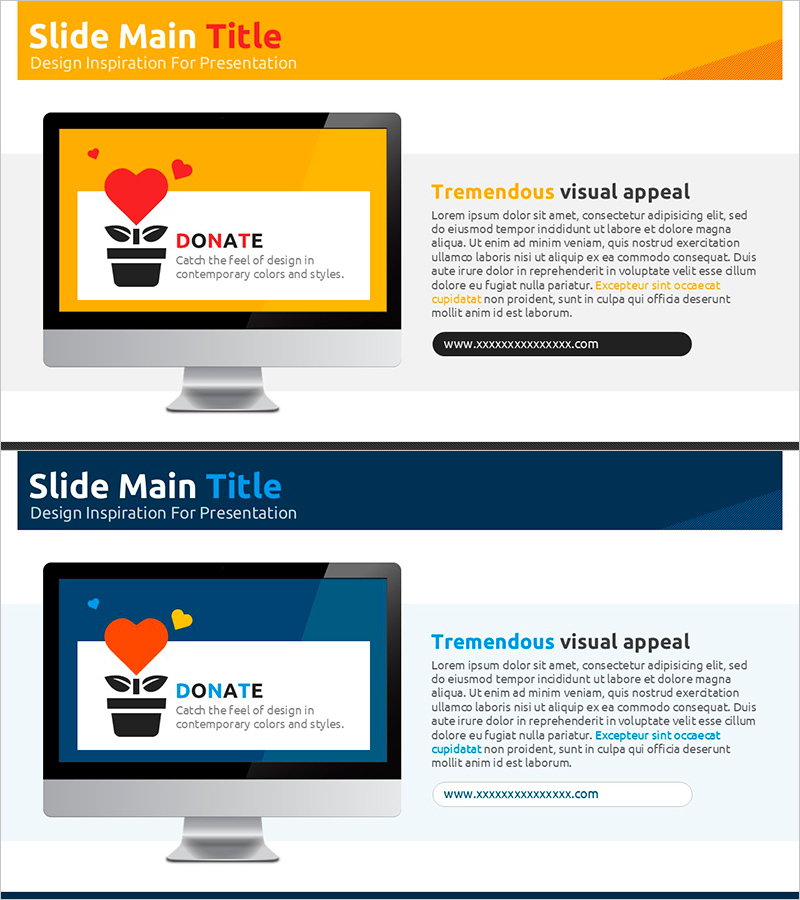 기부 웹사이트 이용방법 – 노란색과 남색을 활용한 프레젠테이션