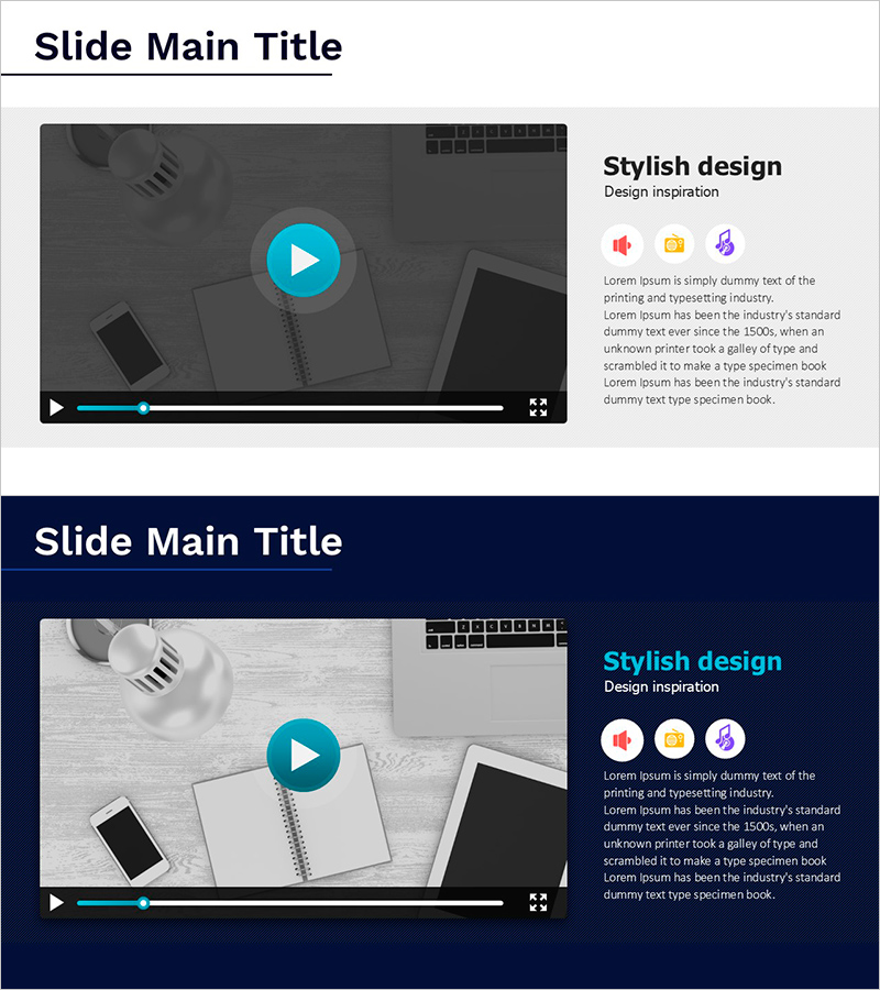 배경음악 아이콘과 동영상 – 멀티미디어 콘텐츠 포트폴리오