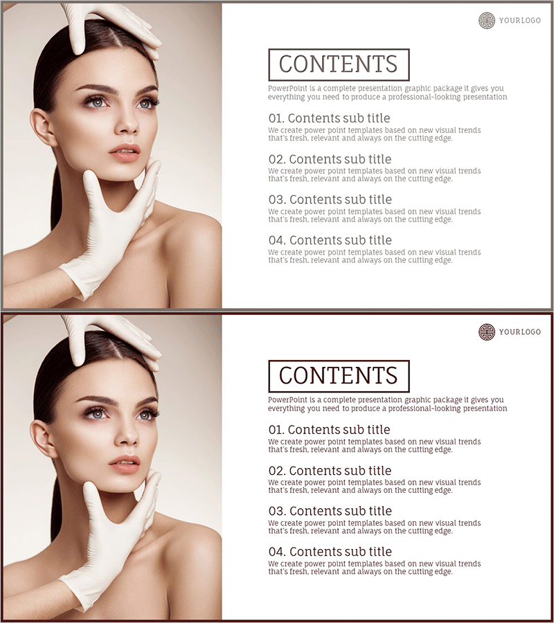 성형수술 목차 슬라이드 – 완벽한 아름다움 추구