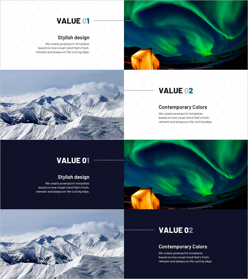 자연 현상과 텍스트 박스로 시각화한 제품 소개