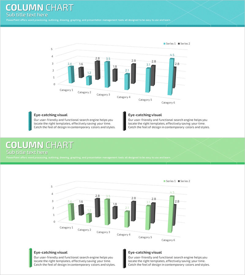 3D 세로막대 묶음형 그래프 – 시장 및 경쟁사 분석