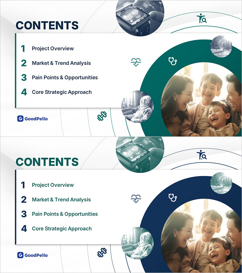 행복과 건강을 데이터로 관리하는 플랫폼 목차 슬라이드