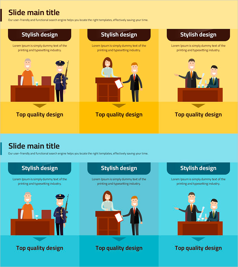 재판 증인 심문을 위한 흐름 다이어그램 슬라이드