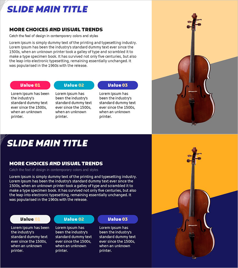 악기 소개 슬라이드 – 현대적 디자인의 매력