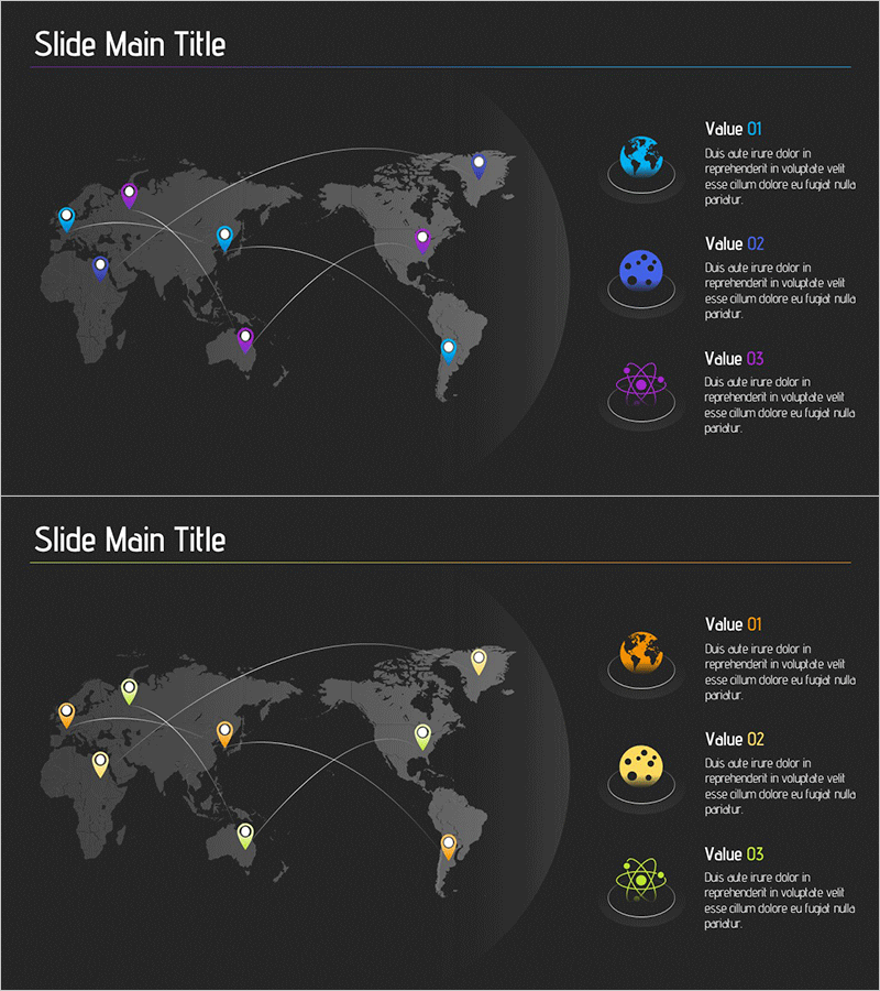글로벌 우주산업 현황을 시각화한 인포그래픽 슬라이드 – 비전과 혁신