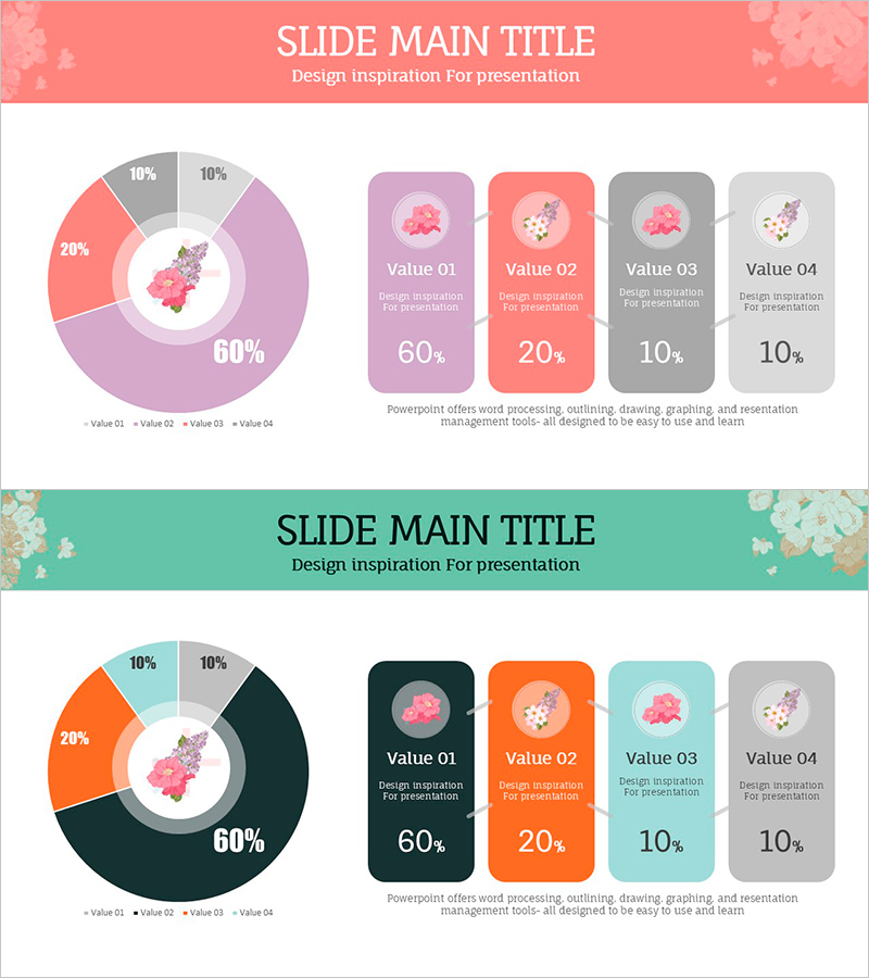 구성된 꽃의 비율과 특성 – 매력적인 인포그래픽 슬라이드