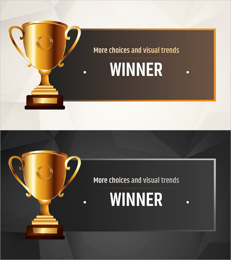 우승 트로피 슬라이드 – 성과와 인증을 강조