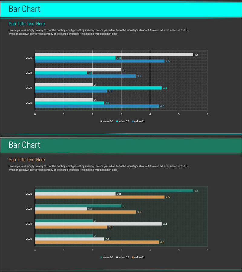 블루 그린 묶음형 차트 – 시장 동향 시각화