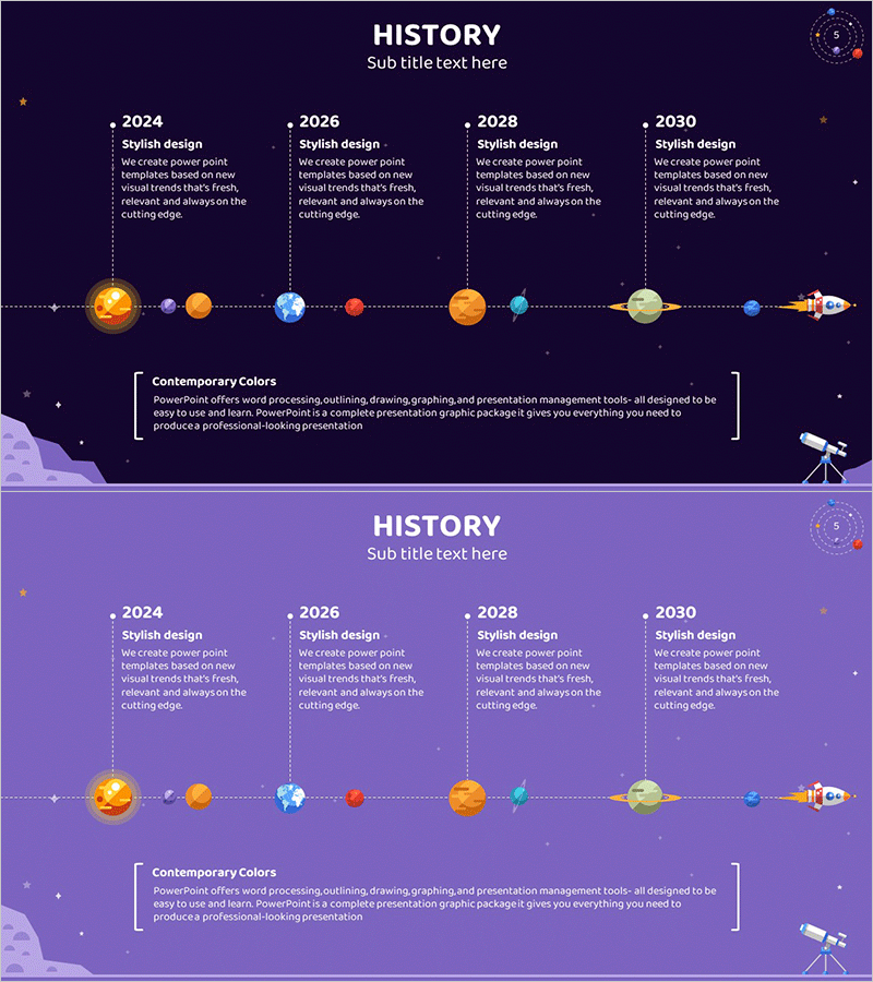 태양계 일러스트 연혁 다이어그램 – 혁신의 여정을 담다
