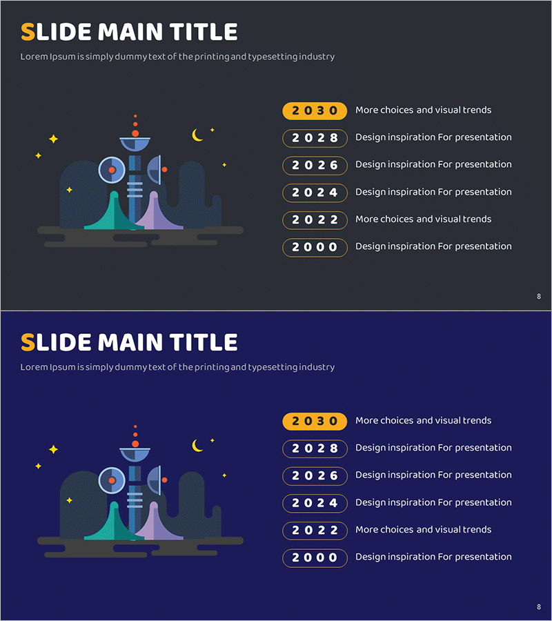 우주 사업 연혁 다이어그램 – 미래 비전 표현