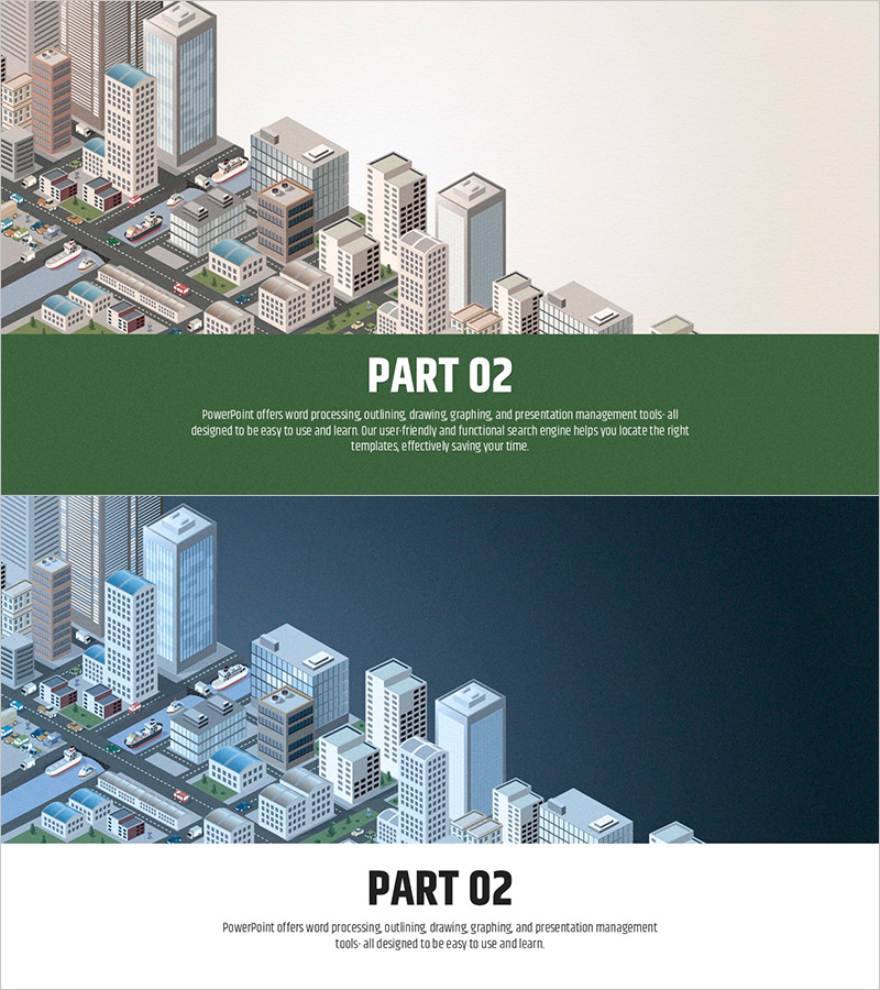 현대 도시 전경을 담은 PPT 템플릿 – 비즈니스를 위한 전략 제시