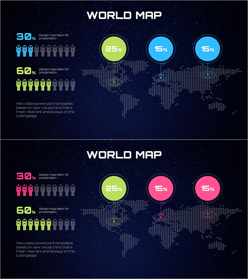 세계 지도를 시각화한 데이터 슬라이드 템플릿