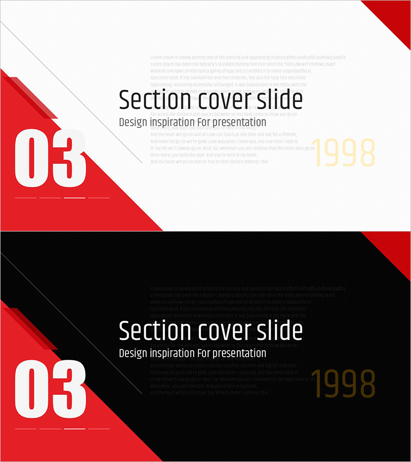 프레젠테이션을 위한 섹션 커버 슬라이드 – 디자인 영감