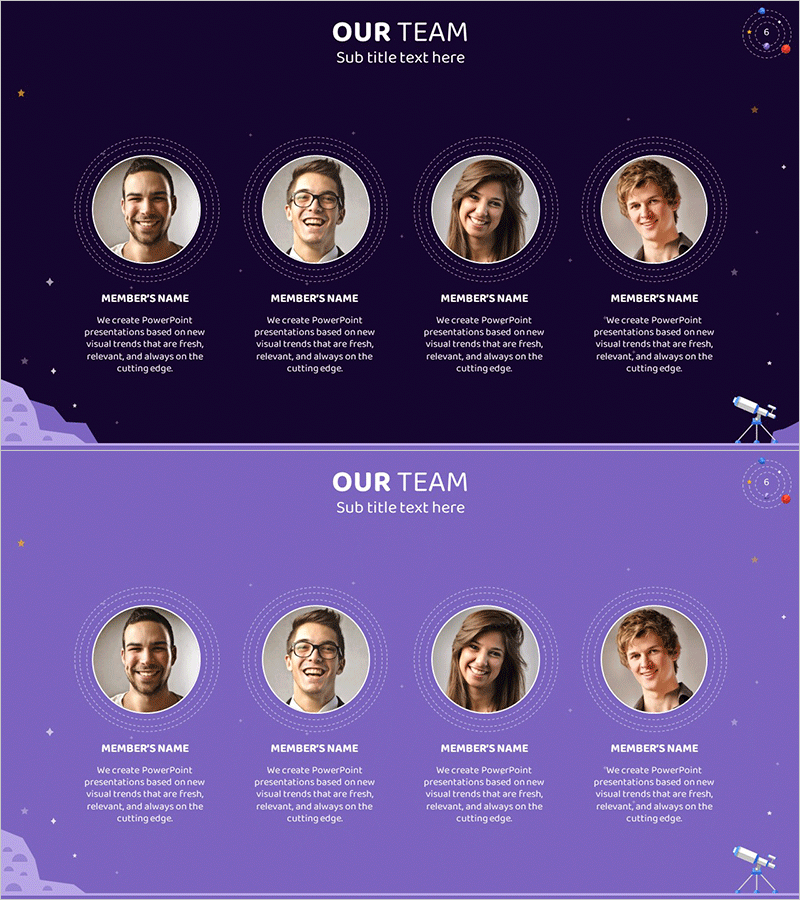 천문학자 소개 다이어그램 – 팀원 소개를 직관적으로