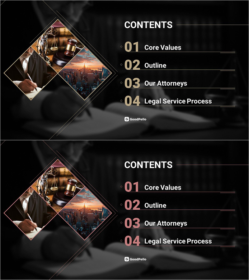 법률 서비스 분야의 목차 – 전문성을 갖춘 내용