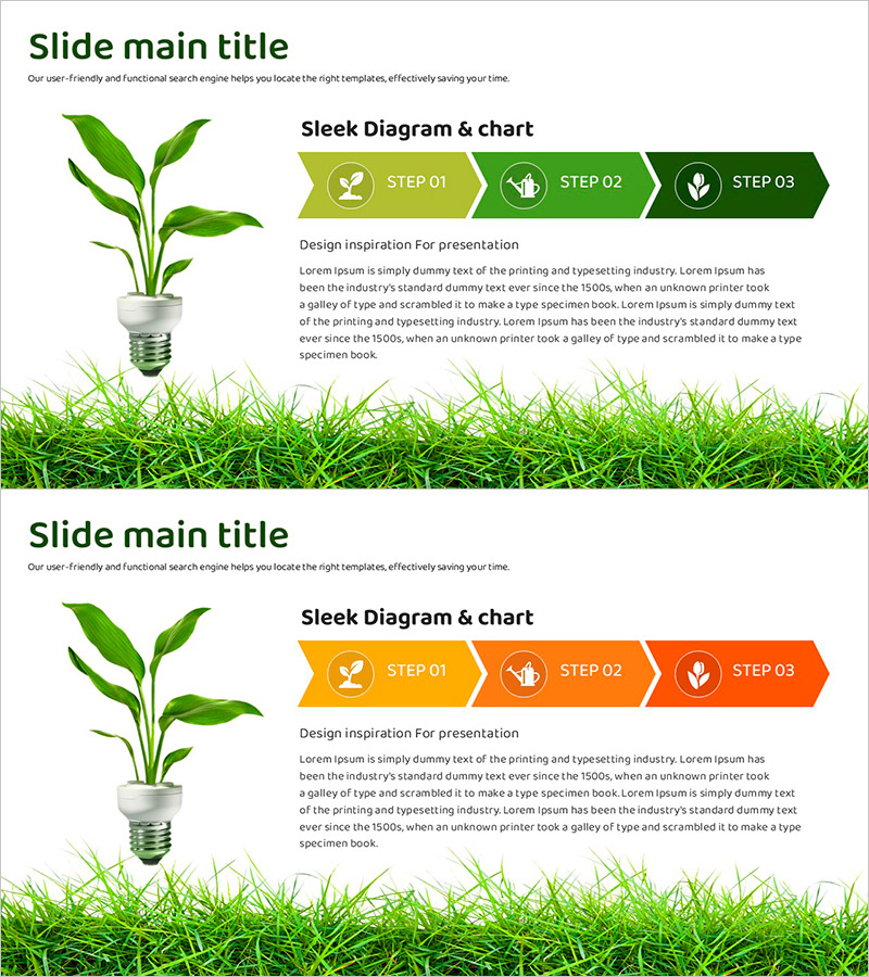 친환경 흐름 스텝 다이어그램 - 혁신적인 사업 추진 전략