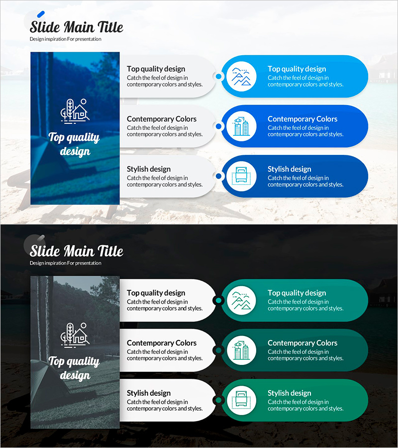 여행을 위한 숙소 슬라이드 – 클러스터형 다이어그램 디자인