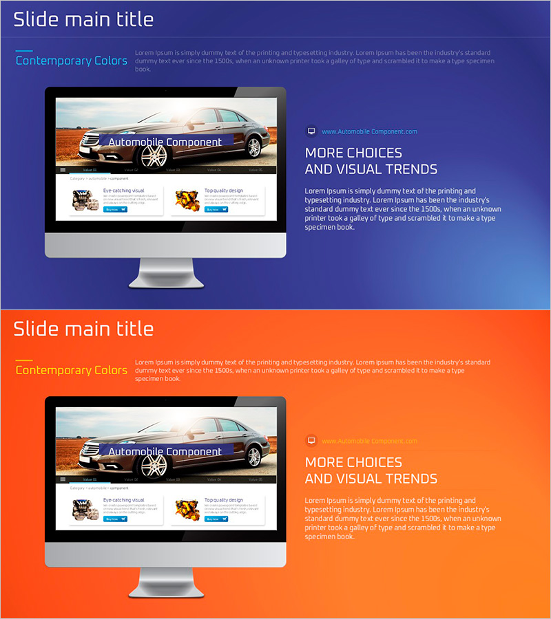 자동차 홈페이지 서비스 슬라이드 템플릿 – 혁신적인 디자인