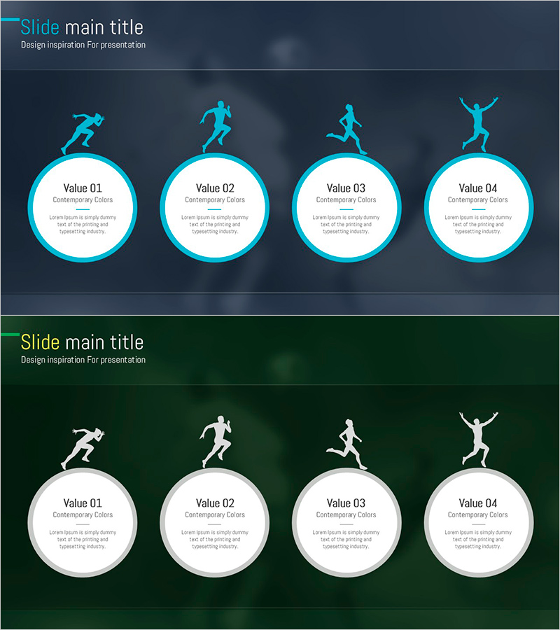 노력과 도전 실루엣 다이어그램 – 마케팅 전략 표현