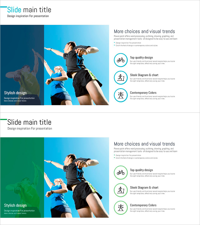 운동의 장점을 소개하는 프레젠테이션 슬라이드