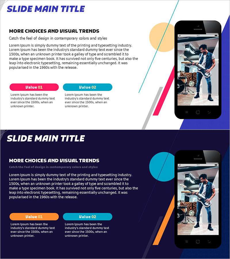 밴드 연습 슬라이드 템플릿 – 마케팅 전략 강조