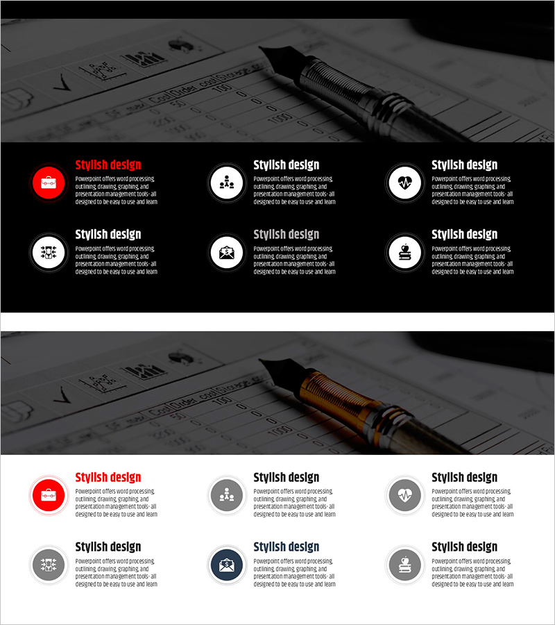 직장생활 아이콘으로 포인트를 살린 슬라이드 템플릿