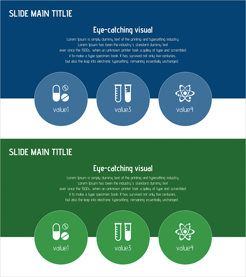 눈길을 끄는 비주얼로 시각적 정보를 전달하는 프레젠테이션 슬라이드