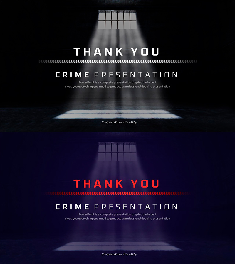 범죄 발표를 위한 엔딩 표지 PPT 템플릿 – 강렬한 인상