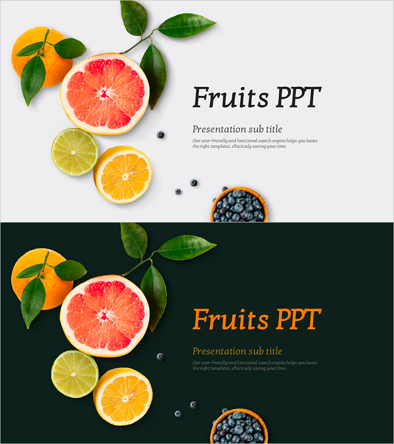 과일 PPT 표지 – 신선함과 활력을 전하는 디자인