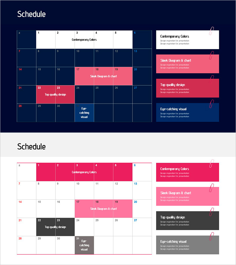 일정표 클립 - 현대적 디자인 일정을 위한 다이어그램