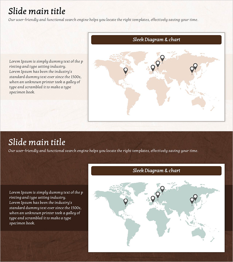 브라운 배경 세계시장 분석 – 클러스터형 다이어그램 활용