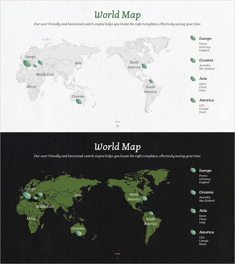 유칼립투스 수출국을 시각화한 세계 지도 슬라이드