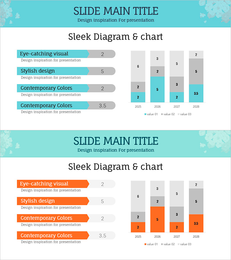 스카이블루 오렌지 막대차트 – 시각적 데이터 비교