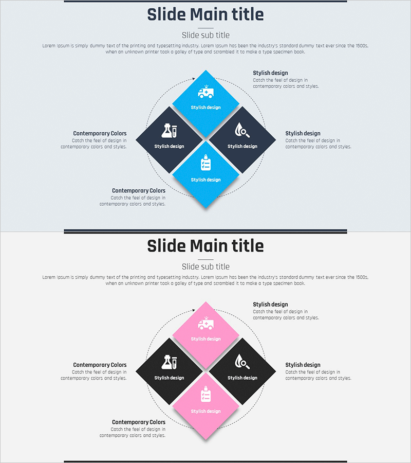 의료사업 마름모 모양 다이어그램 슬라이드