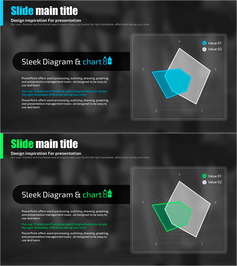 보충제를 위한 레이더차트 슬라이드