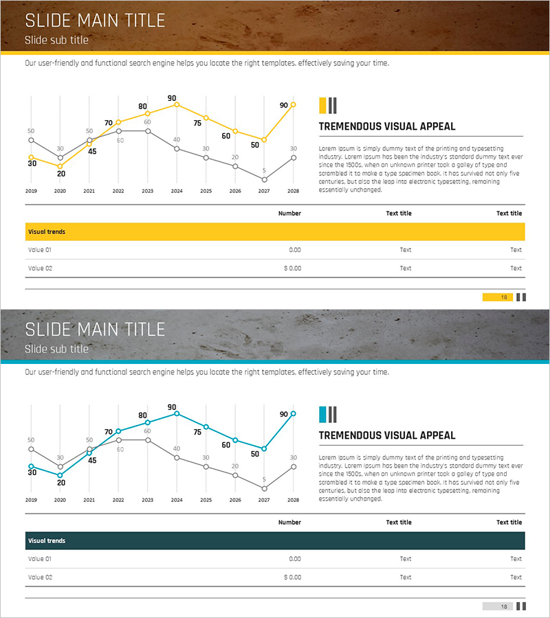 강조형 라인차트와 테이블 – 시장 분석과 수익전망