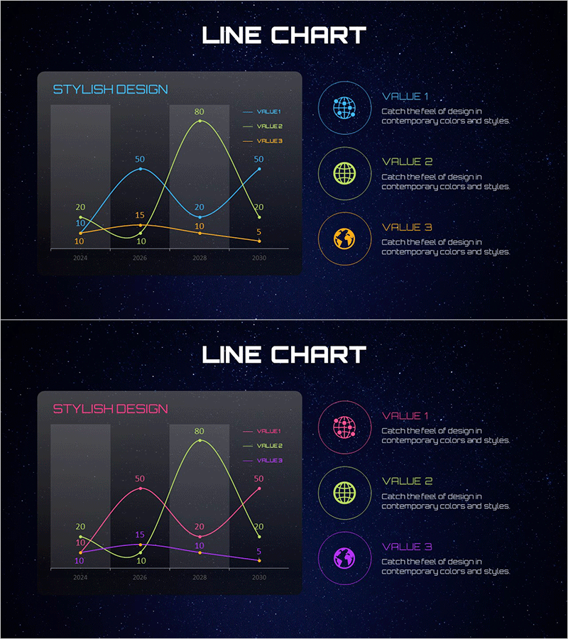 라인 차트를 활용한 데이터 시각화 – 현대적 디자인