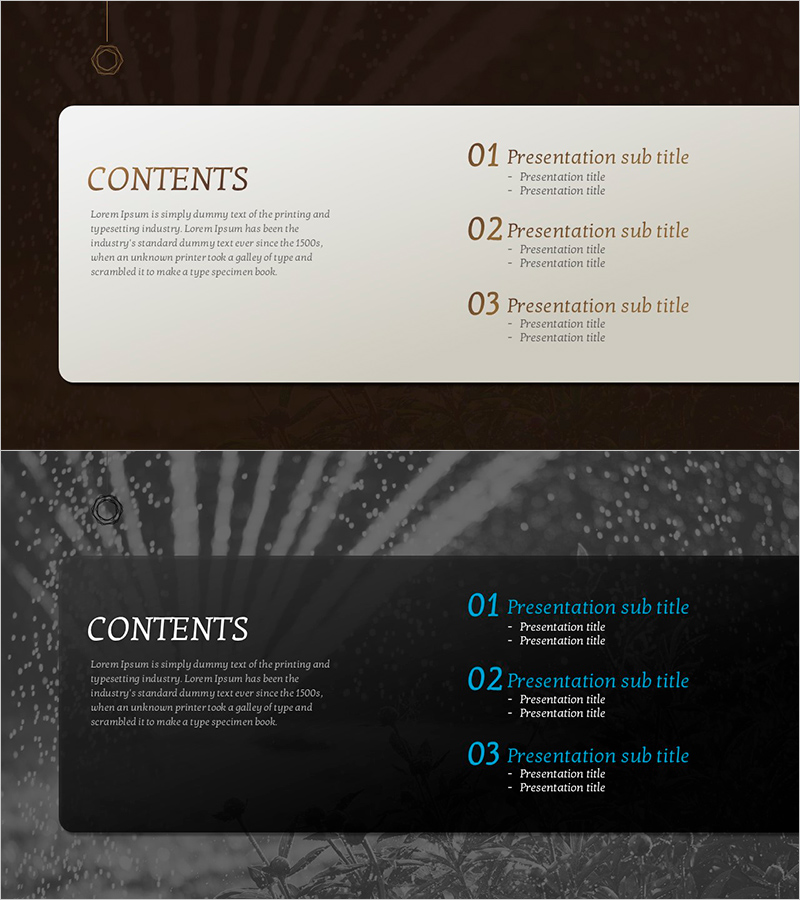 라운딩 박스 목차 슬라이드 템플릿 – 간결하고 명확한 구성