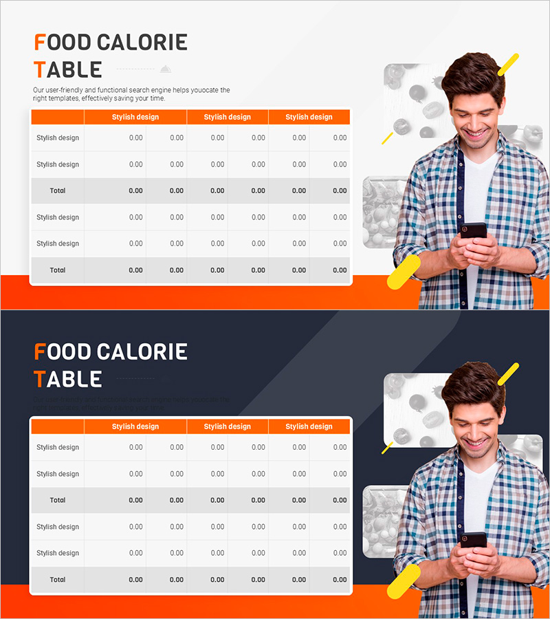 음식 칼로리 테이블 PPT – 효과적인 건강 관리 도구