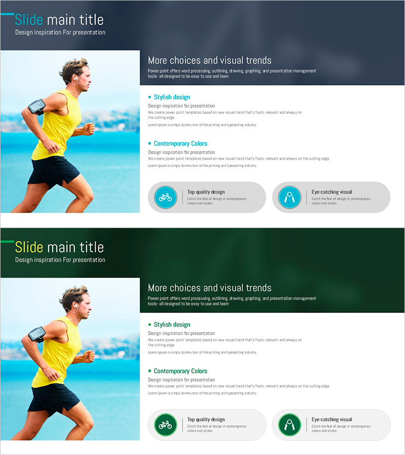 운동의 효능을 시각화한 프레젠테이션 슬라이드 – 효과성과 혜택