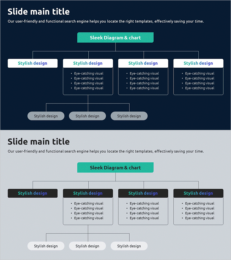 네이비 그레이 조직도 다이어그램 – 효율적인 구조 표현