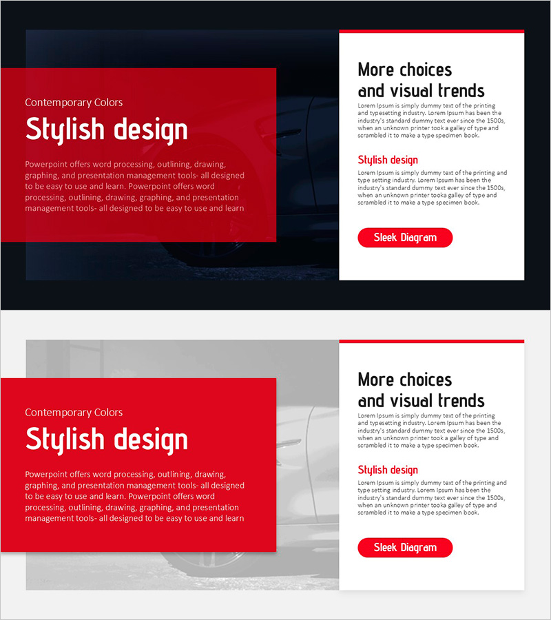 자동차 배경과 빨간 색 박스를 활용한 리스크 관리 슬라이드