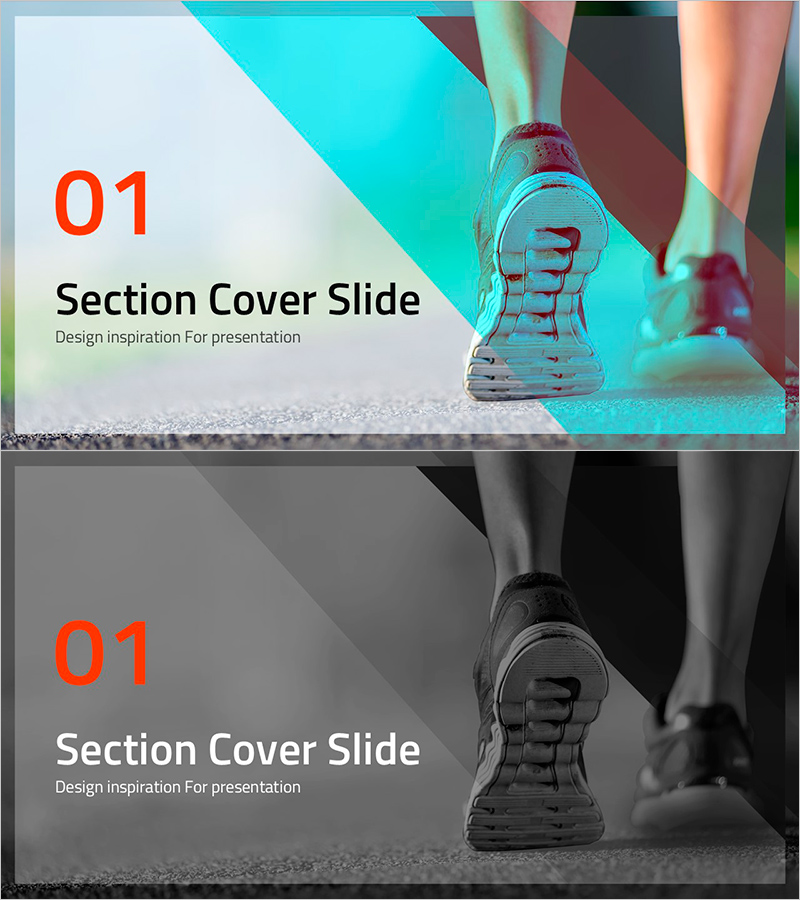 산책 섹션 커버 슬라이드 – 프레젠테이션의 영감을 주는 디자인