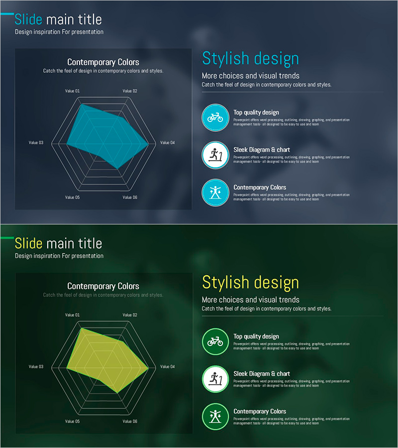 운동 레이더 차트를 활용한 데이터 시각화 슬라이드