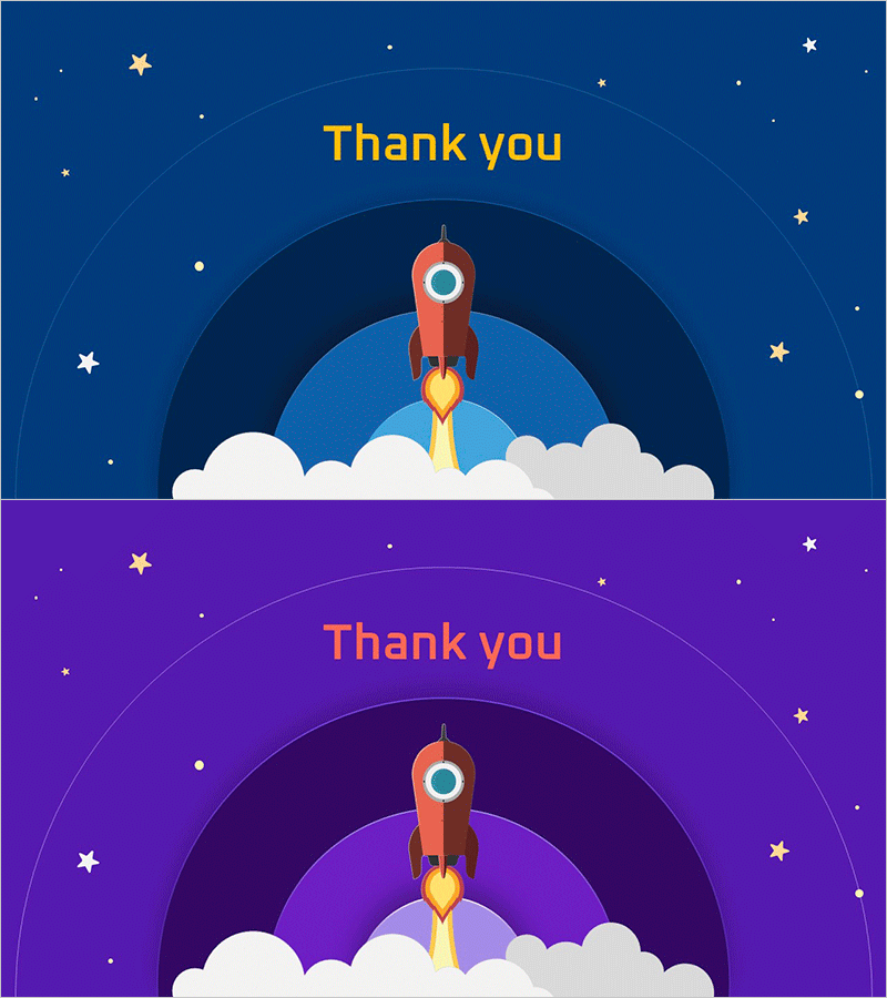 로켓 구름 일러스트 엔딩 표지 – 프레젠테이션 마무리