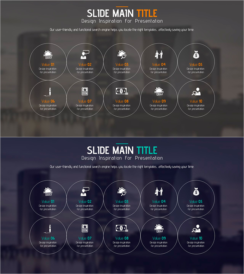 장점 및 구성내용 모음 PPT 템플릿 – 운영계획 및 클러스터