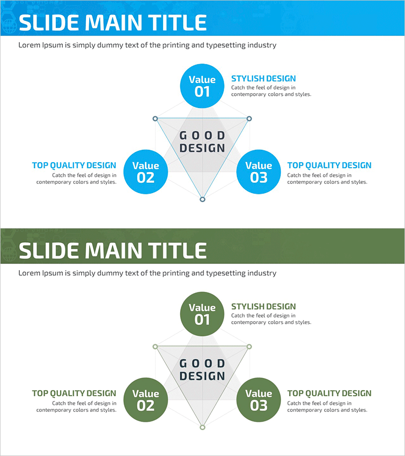 비즈니스 영역 삼각형 다이어그램 – 사업 소개를 위한 클러스터