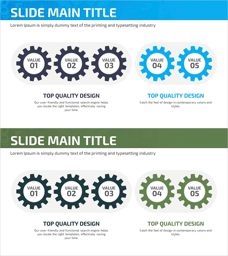 목표 설정 톱니바퀴 모양 다이어그램